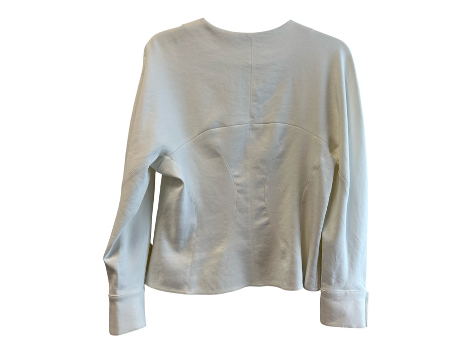 Tibi Size 8 White No Fabric Tag Seam Detail Hidden Zip Front Round Neck Jacket White / 8