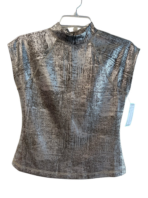 Pilcro Size XXS Silver Polyester High Neck Cap Sleeve Seam Detail Top Silver / XXS