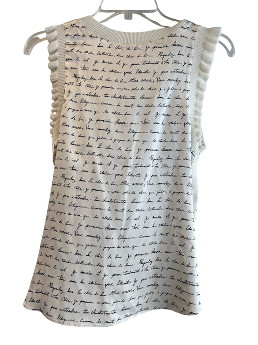 Cinq a Sept Size XS White & Black Viscose Sleeveless Round Neck Words Top White & Black / XS