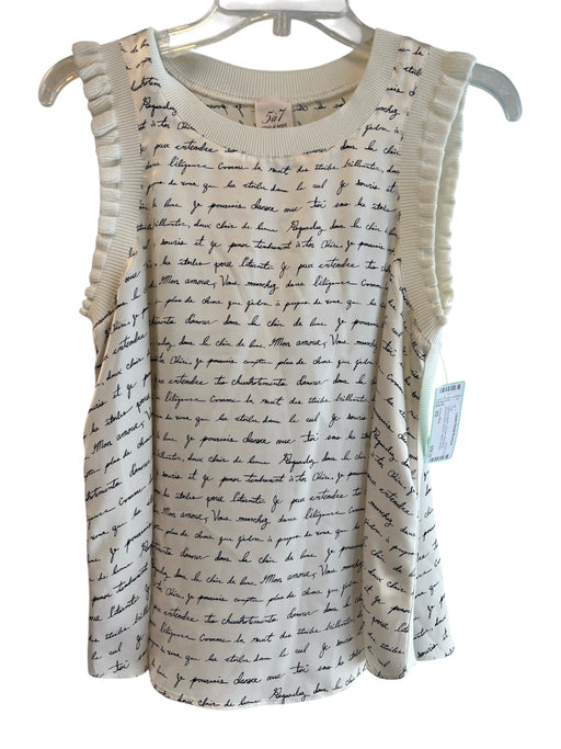 Cinq a Sept Size XS White & Black Viscose Sleeveless Round Neck Words Top White & Black / XS