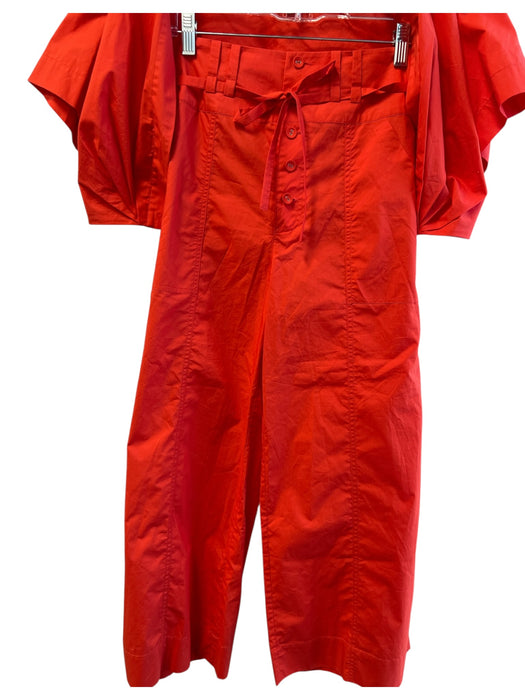 Joie Size XS/S Tomato Red Cotton Wide Leg Cropped Short Sleeve Pants Set Tomato Red / XS/S