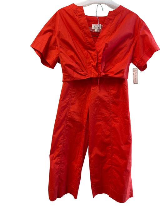 Joie Size XS/S Tomato Red Cotton Wide Leg Cropped Short Sleeve Pants Set Tomato Red / XS/S