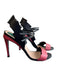 Fendi Shoe Size 7.5 Pink & Black Leather Double Strap Open Toe & Heel Shoes Pink & Black / 7.5