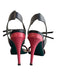 Fendi Shoe Size 7.5 Pink & Black Leather Double Strap Open Toe & Heel Shoes Pink & Black / 7.5