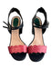 Fendi Shoe Size 7.5 Pink & Black Leather Double Strap Open Toe & Heel Shoes Pink & Black / 7.5