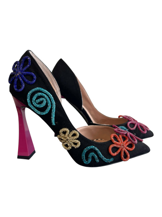 Betsey Johnson Shoe Size 7 Black & Multi Beaded shapes Pointed High Heel Shoes Black & Multi / 7