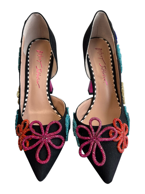 Betsey Johnson Shoe Size 7 Black & Multi Beaded shapes Pointed High Heel Shoes Black & Multi / 7