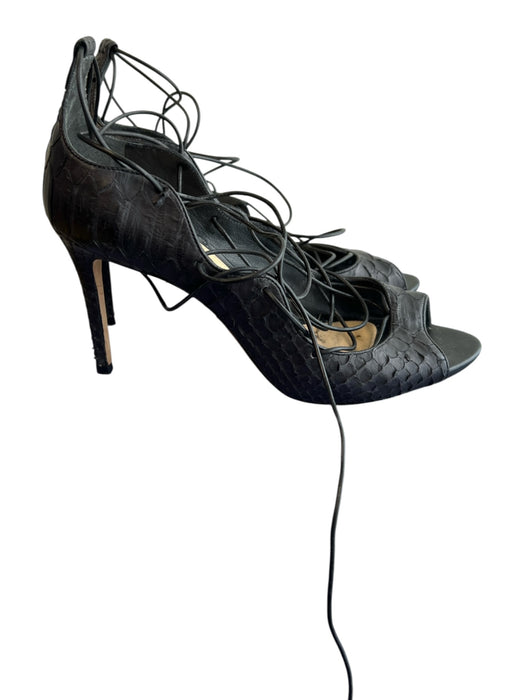 Alexandre Birman Shoe Size 8 Black Python & Leather Lace Up High Heel Shoes Black / 8