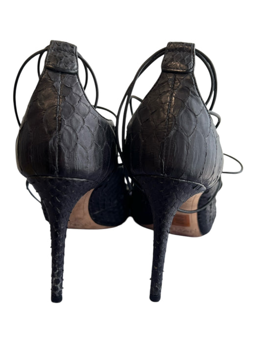 Alexandre Birman Shoe Size 8 Black Python & Leather Lace Up High Heel Shoes Black / 8