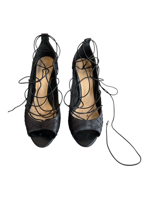 Alexandre Birman Shoe Size 8 Black Python & Leather Lace Up High Heel Shoes Black / 8