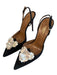 Aquazzura Shoe Size 37 Black & Silver Suede Slingbacks Pointed Toe Shoes Black & Silver / 37