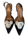 Aquazzura Shoe Size 37 Black & Silver Suede Slingbacks Pointed Toe Shoes Black & Silver / 37