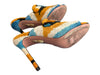 Aquazzura Shoe Size 37 Orange, Black & blue Velvet Ikat Open Toe & Heel Shoes Orange, Black & blue / 37