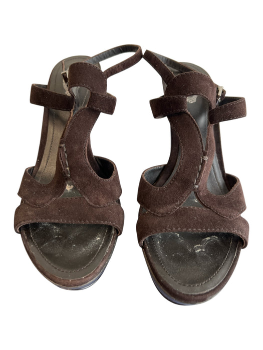 Tods Shoe Size 38 Brown Suede Platform High Heel Open Toe & Heel Sandal Shoes Brown / 38