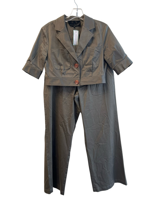 Yansi Fugel Size 8 Green No Fabric Tag Collared Button Up Cropped Cargo Pant Set Green / 8