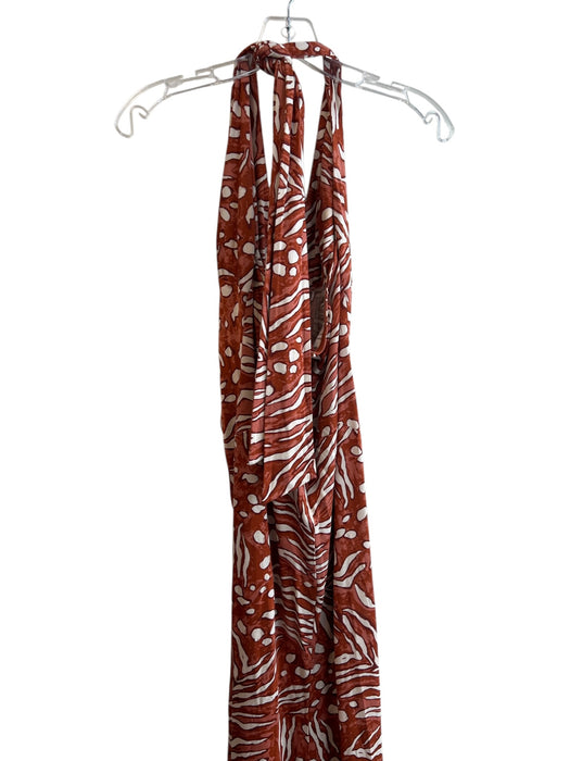 Diane Von Furstenberg Size 4 Burnt Orange Viscose Blend Halter Top V Neck Dress Burnt Orange / 4