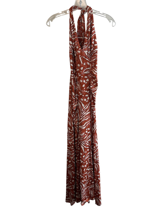 Diane Von Furstenberg Size 4 Burnt Orange Viscose Blend Halter Top V Neck Dress Burnt Orange / 4