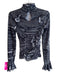 Cinq a Sept Size XS Blue & White Polyester Long Sleeve High Neck Writing Top Blue & White / XS
