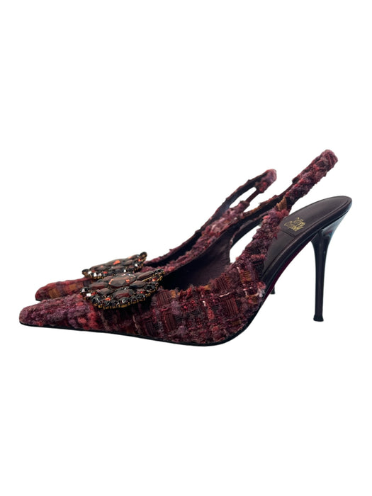 Jeffrey Campbell Shoe Size 7.5 Purple Multi Leather Fabric Pointed Toe Shoes Purple Multi / 7.5