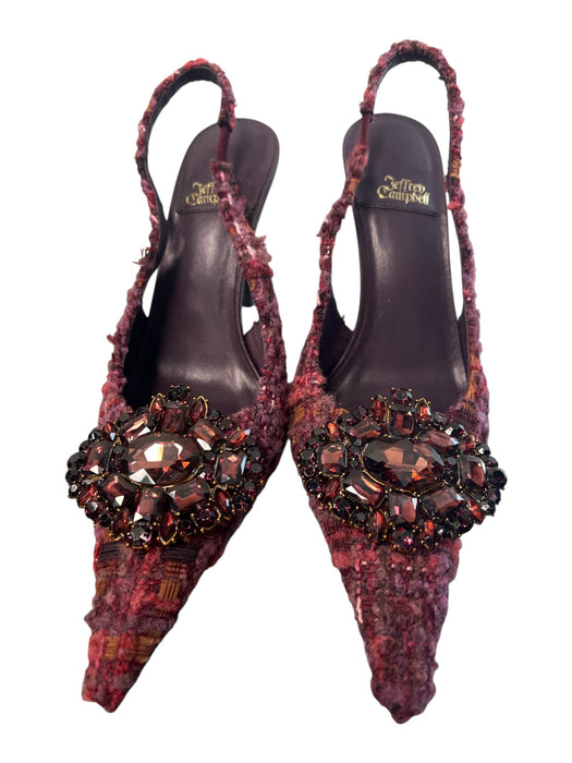 Jeffrey Campbell Shoe Size 7.5 Purple Multi Leather Fabric Pointed Toe Shoes Purple Multi / 7.5