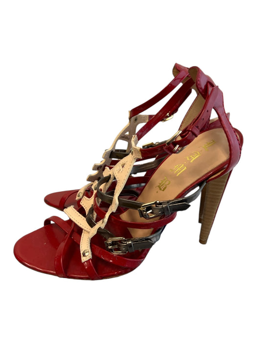 L.A.M.B. Shoe Size 7.5 Red Leather Mixed Material Studded Rounded Heels Red / 7.5