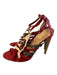 L.A.M.B. Shoe Size 7.5 Red Leather Mixed Material Studded Rounded Heels Red / 7.5