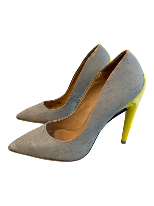 L.A.M.B. Shoe Size Est 7.5 Grey Cork Mixed Material Painted Pointed Toe Heels Grey / Est 7.5