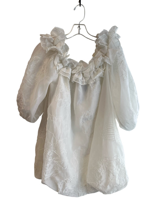 Cinq a Sept Size 0 White Polyester Puff Sleeves chiffon Boat Neck Dress White / 0