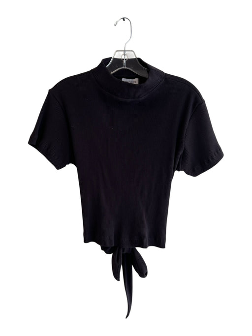 Musier Paris Size 40 Black Cotton Ribbed High Neck Short Sleeve High Neck Top Black / 40