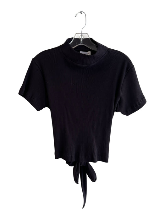 Musier Paris Size 40 Black Cotton Ribbed High Neck Short Sleeve High Neck Top Black / 40