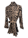 Samuel Dong Size M Beige Polyester Zebra Ruffle Detail Long Sleeve Dress Beige / M