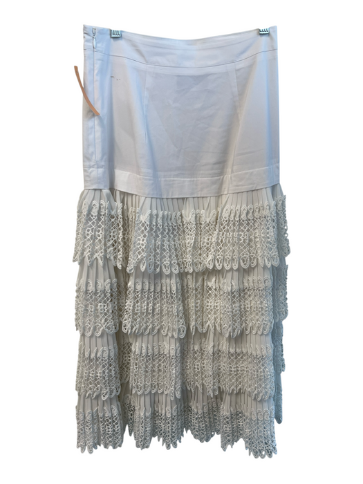 Alexis Size S White Cotton Blend layered Pleated Lace Side Zip Skirt White / S