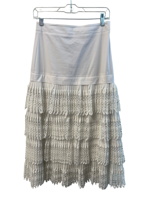 Alexis Size S White Cotton Blend layered Pleated Lace Side Zip Skirt White / S