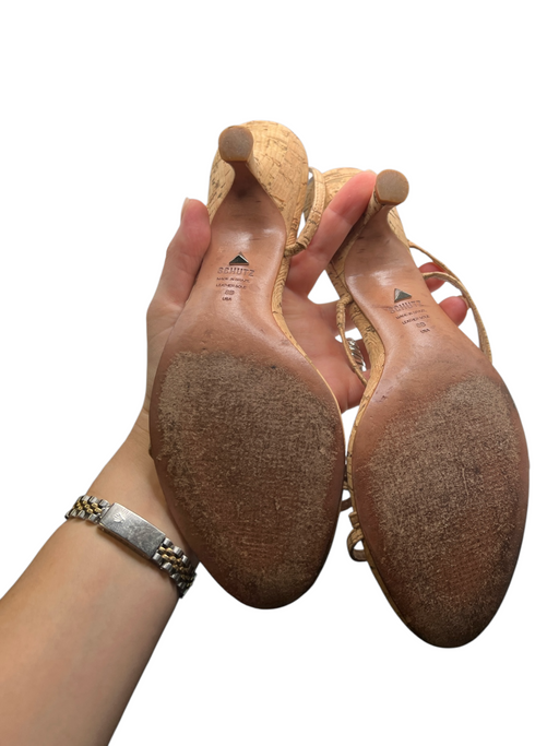 Schutz Shoe Size 8B Cork leather sole open toe Kitten Sling back Shoes Cork / 8B