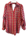 Fate Size M Red & Multi Polyester Blend Long Sleeve Plaid Open Back Top Red & Multi / M