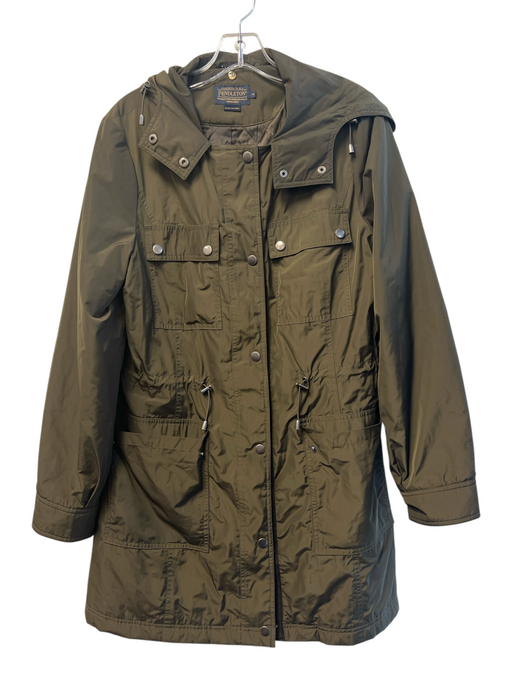 Pendleton Size M Brown Polyester Button & Zip Hood Quilted Pockets Coat Brown / M
