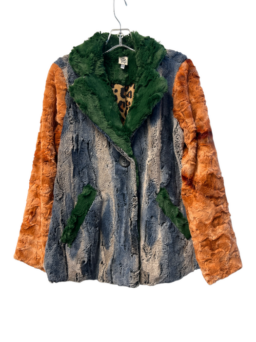 Ivy Jane Size XS Multi Polyester Faux Fur Lapel Long Sleeve Single Button Jacket Multi / XS