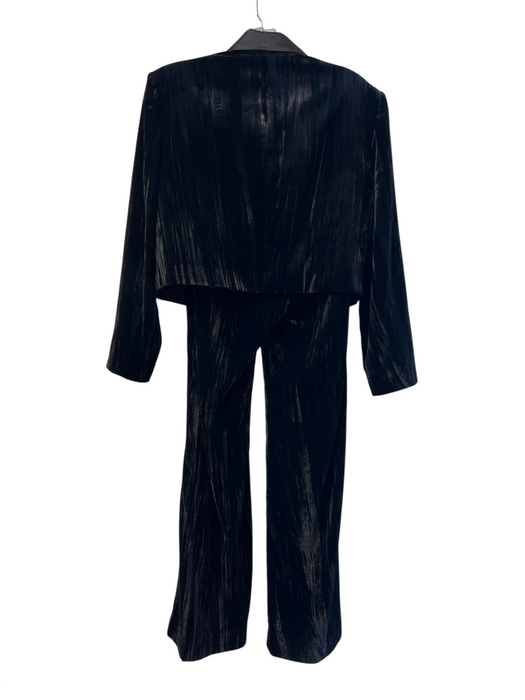 Gilner Farrar Size S Black Polyester Velvet Blazer High Rise Wide Leg Pant Set Black / S