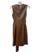 Toccin NY Size 2 Brown Polyurethane Faux Leather Round Neck Back Zip Dress Brown / 2