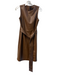 Toccin NY Size 2 Brown Polyurethane Faux Leather Round Neck Back Zip Dress Brown / 2