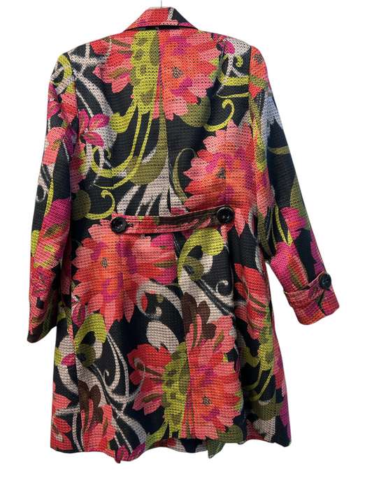 Trina Turk Size 10 Black & Multi Acetate Blazer Floral Back Zip Dress Set Black & Multi / 10