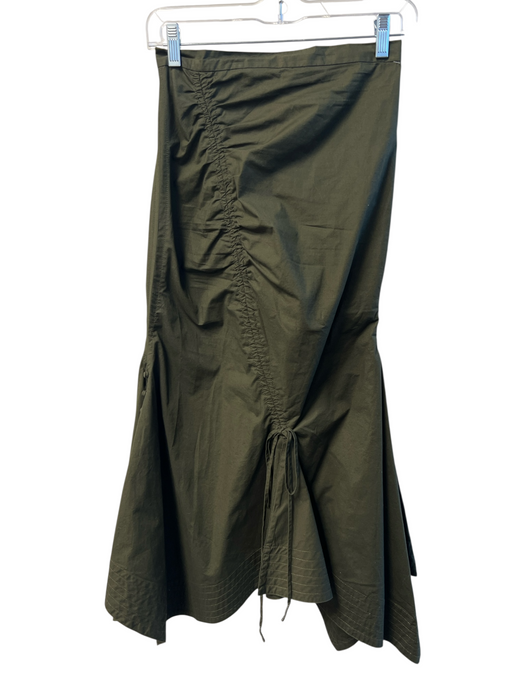 Tanya Taylor Size 2 Green Cotton Back Zip Gathered Drawstring Mermaid Skirt Green / 2