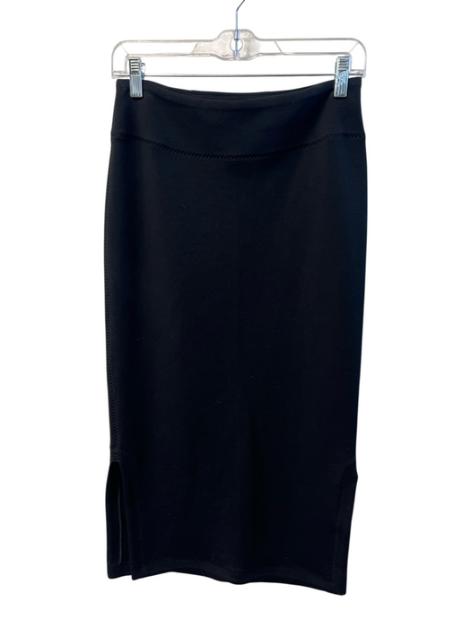 Spanx Size S Black No Fabric Tag Stretch Side Slit Below Knee Bodycon Skirt Black / S