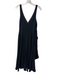 Cinq a Sept Size 8 Black Triacetate V Neck Back Zip Sleeveless Waist Tie Dress Black / 8
