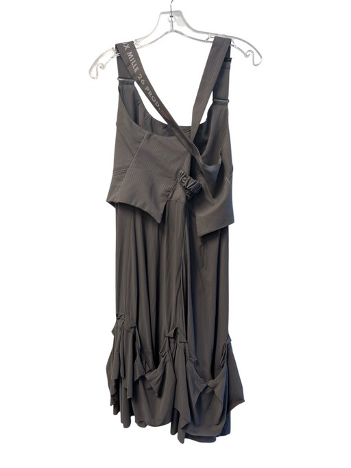 2026 Size 4 Gray Polyester Blend Square Neck Button Front Cross Over Dress Gray / 4
