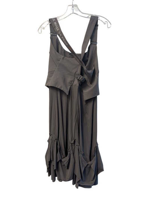 2026 Size 4 Gray Polyester Blend Square Neck Button Front Cross Over Dress Gray / 4