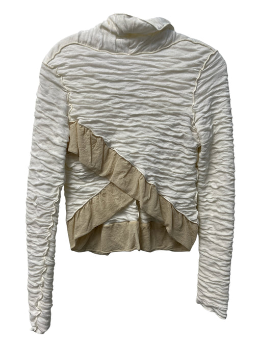 Pete Size M Off White Nylon Long Sleeve Pearl Button Cross Over Sweater Off White / M