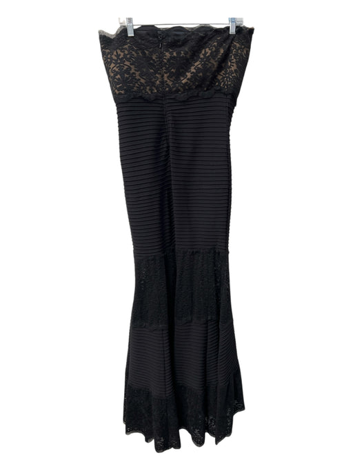 Tadashi Shoji Size L Black Rayon Strapless Scalloped Back Zip Mermaid Dress Black / L