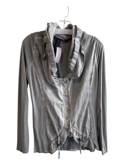 Sao Paulo Size 10 Grey Cotton 4 Button Abstract Collar Drawstring Waist Jacket Grey / 10