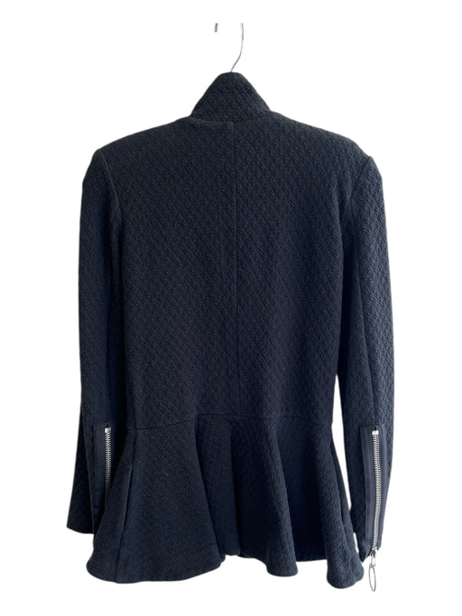 Betsey Johnson Size S Black Cotton Standing Collar Zip Front O Ring Flare Jacket Black / S